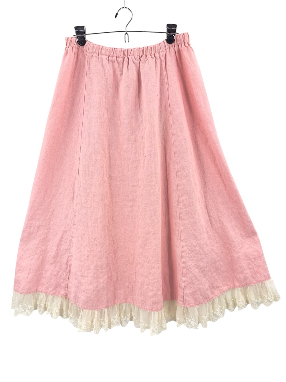 Heart's Desire By Mary Grace Linen Lace Trim Midi Skirt Sz Large Lagenlook Pink
